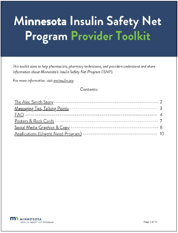 Download Minnesota Insulin Safety Net Program Provider Toolkit PDF